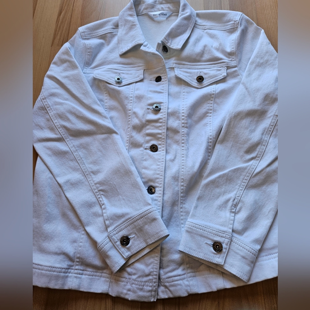 Northern Reflections White Denim Jacket Size Large